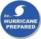 A graphic that reads 'be hurricane prepared'