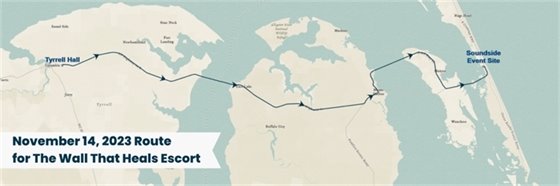 The route for the wall that heals exhibit entering Dare County