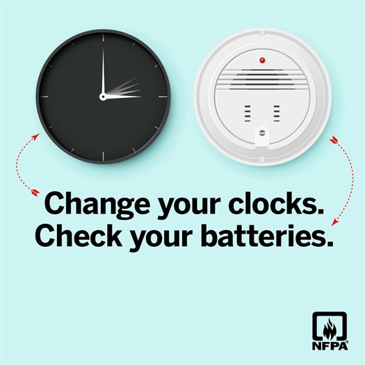 Daylight Saving Time ends Sunday, November 2 at 2:00 a.m. Don’t forget to set your clocks back one hour. The Kill Devil Hills Fire Department advises everyone to use the time change as a reminder to check the batteries in your smoke detectors and carbon monoxide alarms. And remember: if your smoke alarm is 10 years old or older, it’s time for a new one! Working smoke alarms save lives and property!