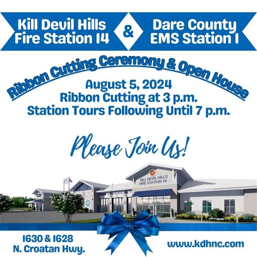 August 5th, along with Dare County Government, we'll host an open house to celebrate the completion of the new Fire Station 14 and Dare County EMS Station 1.  The ribbon cutting ceremony will kick off at 3 p.m., featuring several key speakers.  Following the ribbon cutting ceremony, an open house will be held until 7 p.m., providing members of the community with the opportunity to take self-guided tours of the new facility, which is located at 1630 N. Croatan Highway in Kill Devil Hills (Kill Devil Hills Fire Department Station 14) and1628 N. Croatan Highway in Kill Devil Hills (Dare County EMS Station 1).  The open house will also feature: 🚑 Blood pressure checks 🚒 Fire prevention information 🚑 "Stop the Bleed" training 🚒 Hurricane preparedness information 🚑 Hands-Only CPR training 🚒 Activities for children 🚑 Light refreshments 🚒 Recruitment information  We hope you'll join us in celebrating this monumental occasion! 