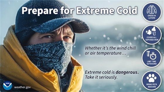 Preparing for extreme cold weather safety graphic