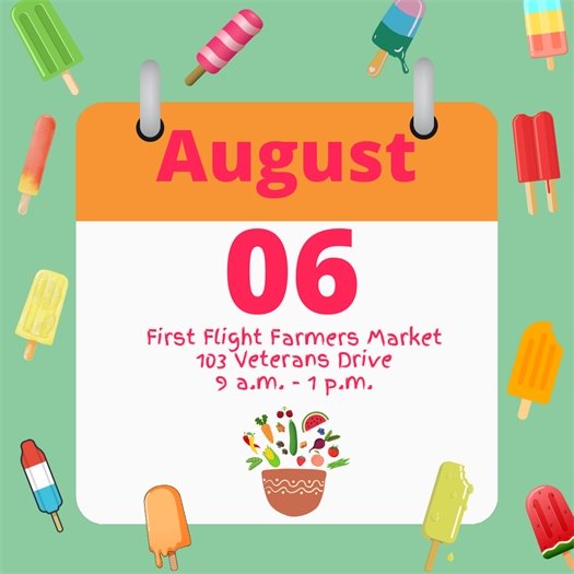 HIP HIP HOORAY, TOMORROW'S MARKET DAY! 🎉 💙 Shop local, shop small, shop at the First Flight Farmers Market! 📆 Markets are held every Tuesday through August 13 ⌚️ 9:00 a.m. – 1:00 p.m. 📍 Aviation Park, 103 Veterans Dr., KDH