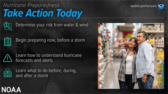 Hurricane preparedness graphic with information on taking action now