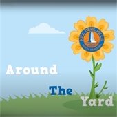 A graphic with a clipart sunflower with text that reads: "Around the Yard"
