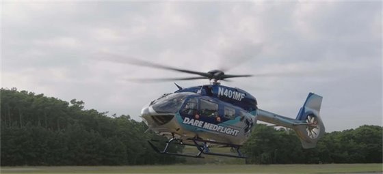 A screenshot of Dare Medflight from a KDH video production on moving over for first responders