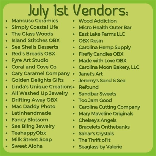 July 1 Market Vendors 