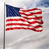 Photo of an American flag flying
