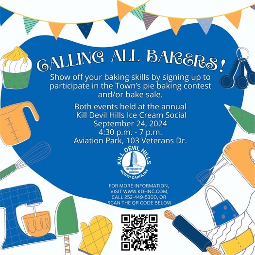 𝐂𝐚𝐥𝐥𝐢𝐧𝐠 𝐁𝐚𝐤𝐞𝐫𝐬 𝐨𝐟 𝐀𝐥𝐥 𝐀𝐠𝐞𝐬!   Join us for our First Annual Pie Baking Contest and Bake Sale, held in conjunction with the Ice Cream Social!   This year, we’re looking for the best pies in town to compete for bragging rights and baked goods of all kinds to help local students. Whether you’re a seasoned pro or a passionate amateur, we want your delicious creations!  𝐇𝐨𝐰 𝐭𝐨 𝐏𝐚𝐫𝐭𝐢𝐜𝐢𝐩𝐚𝐭𝐞: 𝟏.  𝐄𝐧𝐭𝐞𝐫 𝐭𝐡𝐞 𝐂𝐨𝐧𝐭𝐞𝐬𝐭: Submit your homemade pie for a chance to win bragging rights and recognition. 🥇 𝟐.  𝐃𝐨𝐧𝐚𝐭𝐞 𝐭𝐨 𝐭𝐡𝐞 𝐁𝐚𝐤𝐞 𝐒𝐚𝐥𝐞: If pie isn't your thing, no problem! You can still support and join the fun by donating homemade goodies for our bake sale.  ↪️ All proceeds from the baked goods sale will go towards the Wallace H. McCown Scholarship Fund. Each year KDH awards this scholarship to a qualifying high school senior to aid them in their college endeavors.  𝐖𝐡𝐲 𝐉𝐨𝐢𝐧? 🍰✨ • Enjoy a day filled with community spirit and delectable treats.  • Support a local student’s future - all proceeds from the bake sale will go towards the Town’s Wallace H. McCown Scholarship. • Win bragging rights and have good old-fashioned fun!  For more details and to register, visit www.kdhnc.com/CivicAlerts.aspx?AID=142