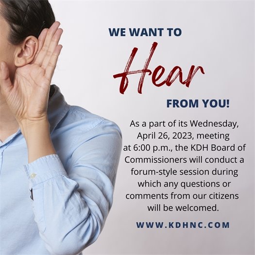 Board of Commissioners to host a public forum on April 26