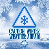 Graphic that says "caution: winter weather ahead"