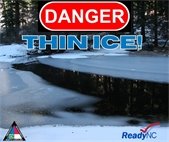 With the extremely cold temperatures this week, some bodies of water may get a thin layer of ice on them. Kids and pets should NEVER try to walk on the ice in North Carolina. The ice is not thick enough to support their weight and it is extremely dangerous! Experts (no one in NC- as we don't see cold enough temperatures) say that the ice should be greater than 4" thick to walk on. We never see that kind of ice thickness in our state, so please stay off the ice. 