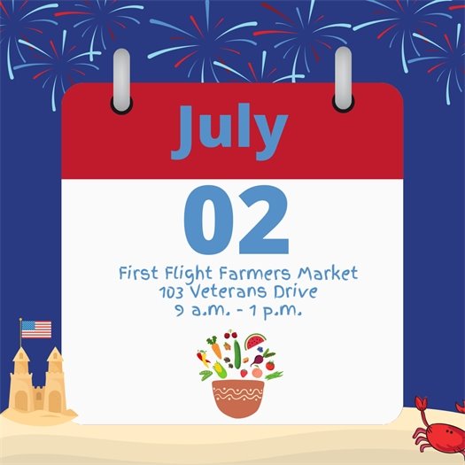 Don't miss the upcoming First Flight Farmers Market on July 2nd! Whether you're looking for fresh produce or craving delicious baked goods and sweets to elevate your Fourth of July celebrations, this is the one-stop shop to find it all! Explore local flavors, connect with new friends, and get everything you need to make the upcoming holiday unforgettable.