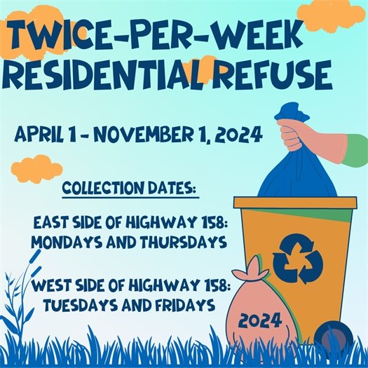 The Town of Kill Devil Hills will resume its twice-per-week residential refuse collections on Monday, April 1, 2024, through Friday, November 1, 2024.
