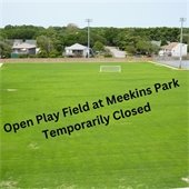 The open play field at Meekins Park will be temporarily closed to the public beginning on Monday, October 2, 2023, until further notice, while seeding is occurring. 