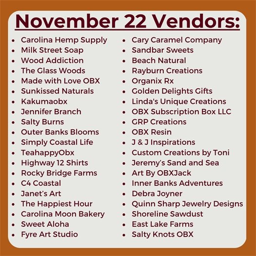 First Flight Holiday Market - November 22 Vendors