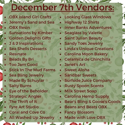 December 7 Market Vendors