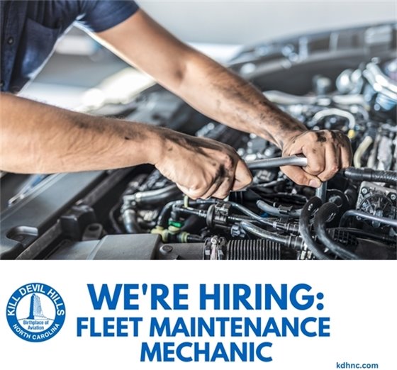 Graphic promoting that the Town is hiring for a Fleet Maintenance Mechanic