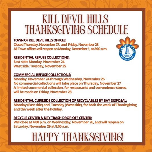 2025 Thanksgiving Office and Refuse Schedules