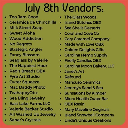 First Flight Farmers Market - July 8 Vendors