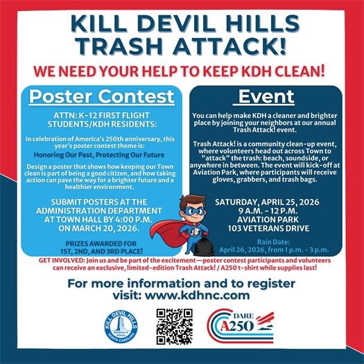 2026 Trash Attack! Graphic with event information and details on its poster contest