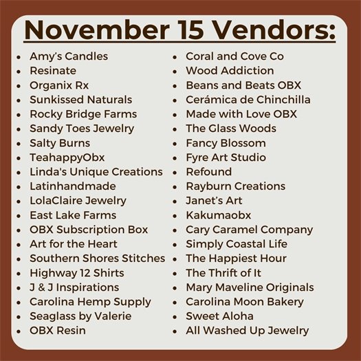 First Flight Holiday Market - November 15 Vendors 