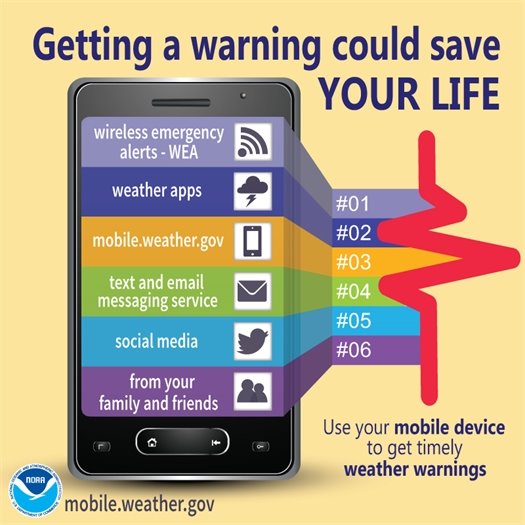 It’s important for your safety to have multiple ways to receive warnings. This will help you and your family prepare and know when to act.   Some storms, or other events, may occur when you are sleeping. Have at least one device that will wake you up at night.
