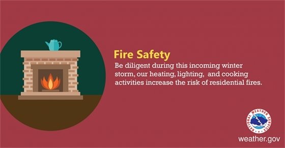Winter Weather Fire Safety Reminder Graphic