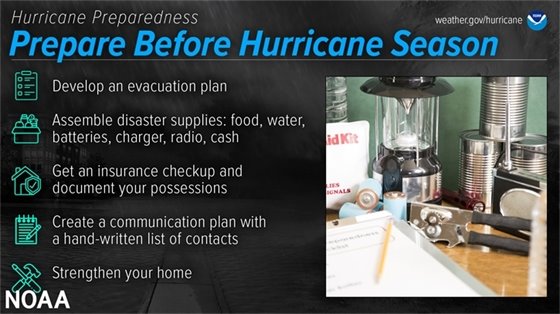 Hurricane Preparedness graphic with information on preparing before hurricane season