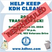 Due to the risk of severe weather, the Kill Devil Hills Trash Attack! event has been rescheduled from Saturday, March 23rd to Saturday, April 6, 2024, from 9 a.m. – 12 p.m.