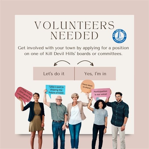 Let your voice be heard by volunteering to serve on a Town board or committee.  If you're a resident of KDH, consider becoming directly involved with your Town. You can play an active role in the decision-making process which affects you and your community.  The Town is always accepting applications for appointments to its Boards and Committees.  Apply for a position today - your community needs YOU!