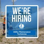A graphic announcing an open employment position of a utility maintenance technician