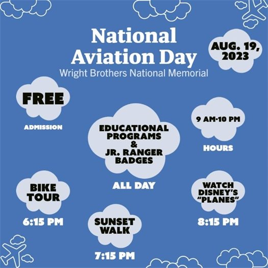 National Aviation Day is August 19th! The Wright Brothers National Memorial is planning a day full of fun to celebrate.