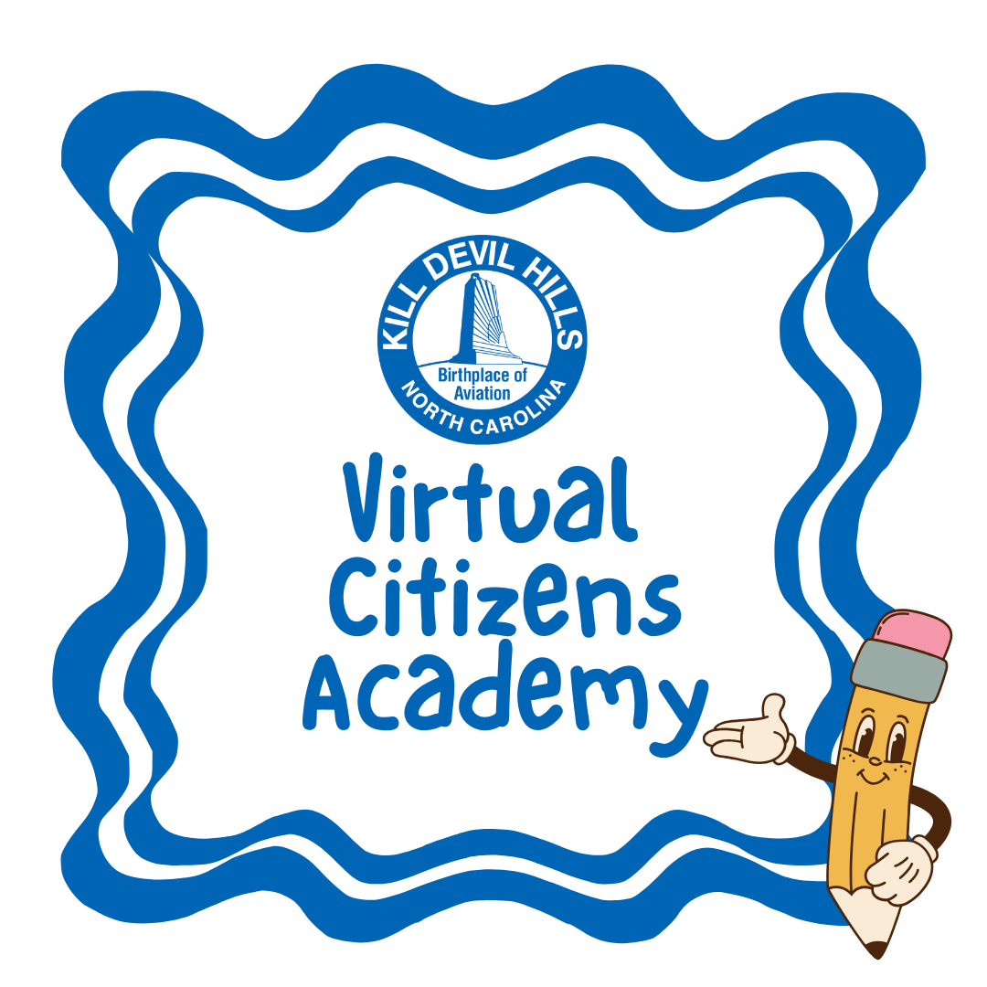 Graphic reading: Virtual Citizens Academy with the Town's seal at the top